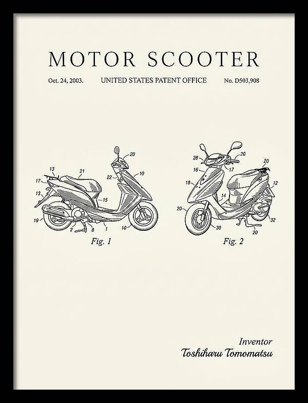 Motor Scooter Minimalist Patent Usd503908s1