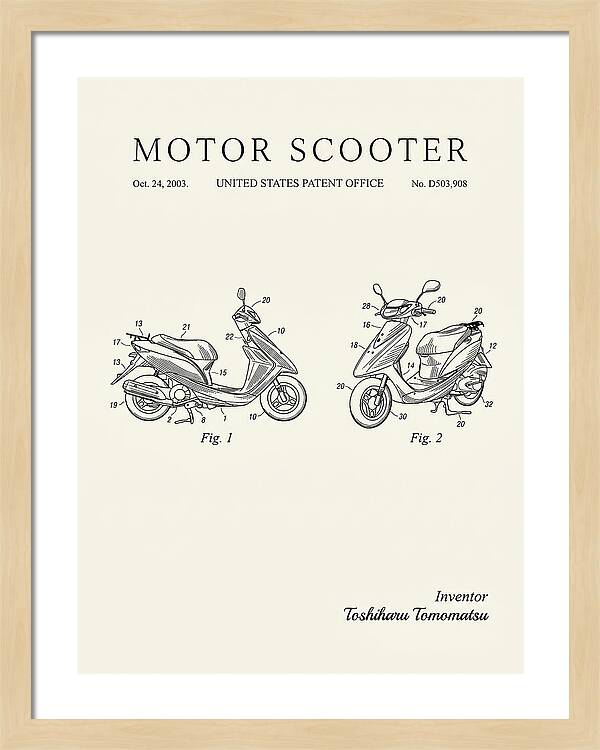 Motor Scooter Minimalist Patent Usd503908s1