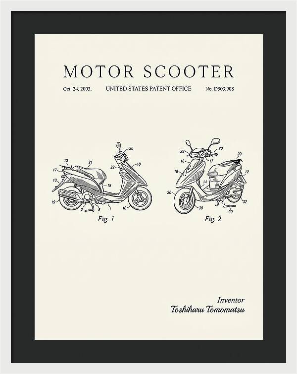 Motor Scooter Minimalist Patent Usd503908s1