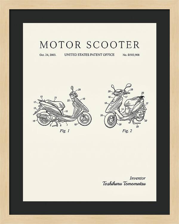 Motor Scooter Minimalist Patent Usd503908s1