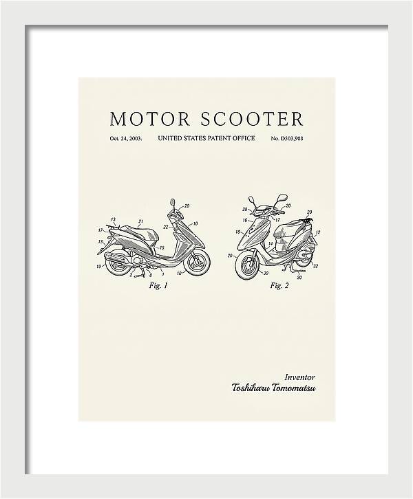 Motor Scooter Minimalist Patent Usd503908s1