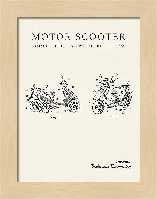 Motor Scooter Minimalist Patent Usd503908s1