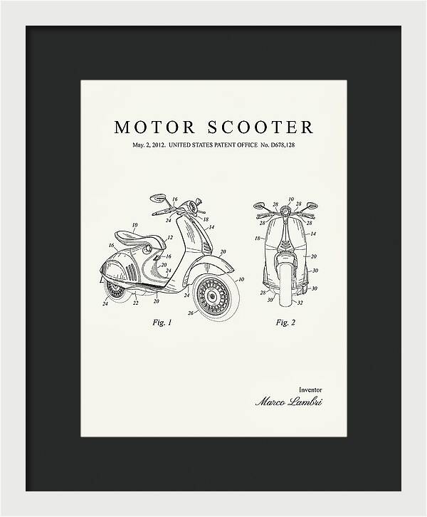 Motor Scooter Vespa Minimalist Patent Usd678128s1