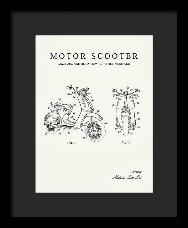 Motor Scooter Vespa Minimalist Patent Usd678128s1