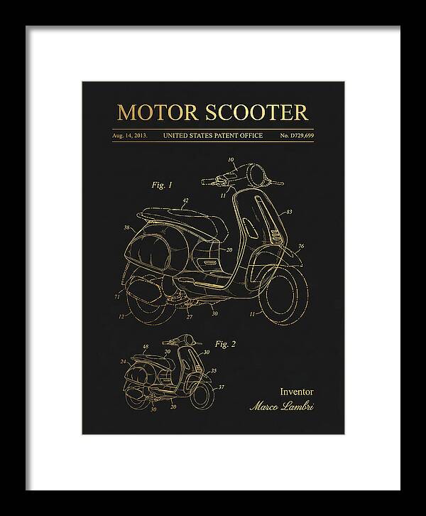 Motor Scooter Vespa Sprint Gold Patent Usd729699s1