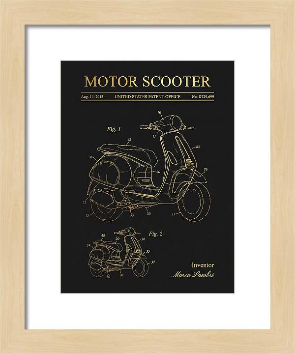 Motor Scooter Vespa Sprint Gold Patent Usd729699s1