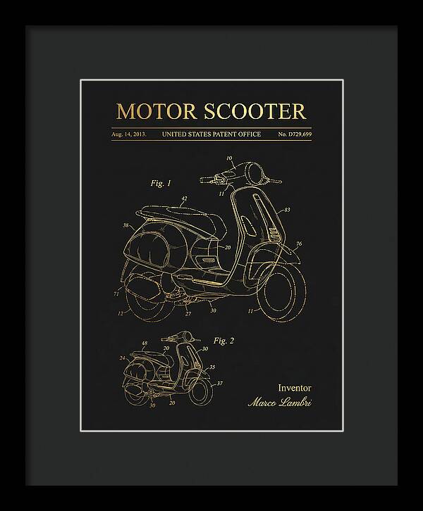 Motor Scooter Vespa Sprint Gold Patent Usd729699s1