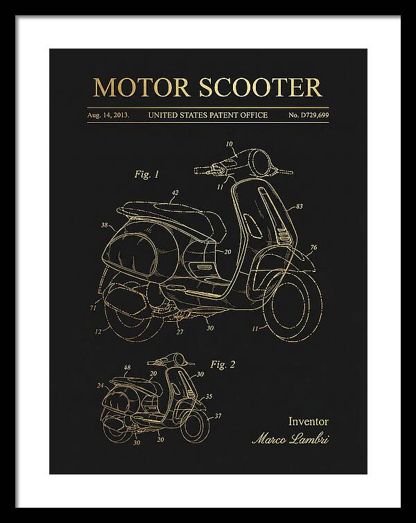 Motor Scooter Vespa Sprint Gold Patent Usd729699s1