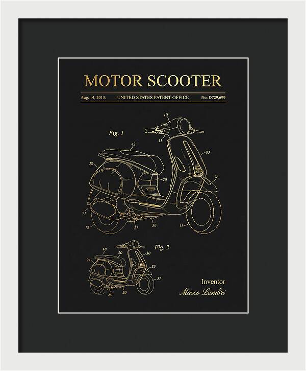 Motor Scooter Vespa Sprint Gold Patent Usd729699s1