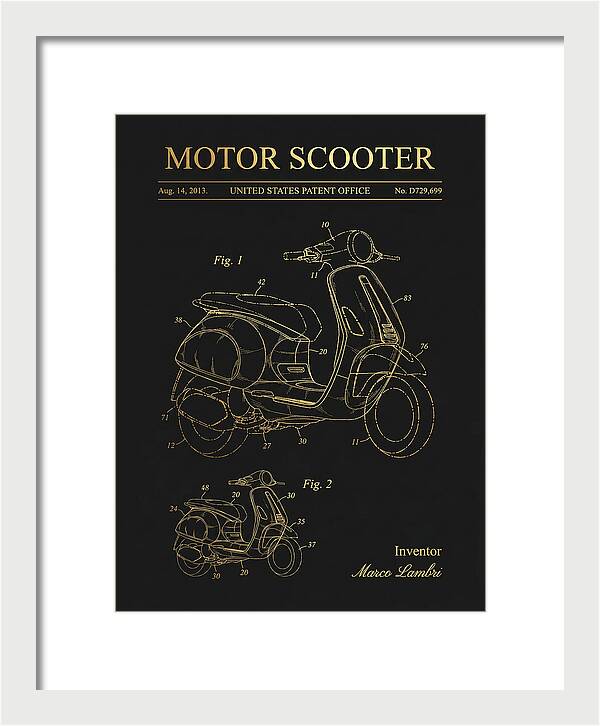 Motor Scooter Vespa Sprint Gold Patent Usd729699s1