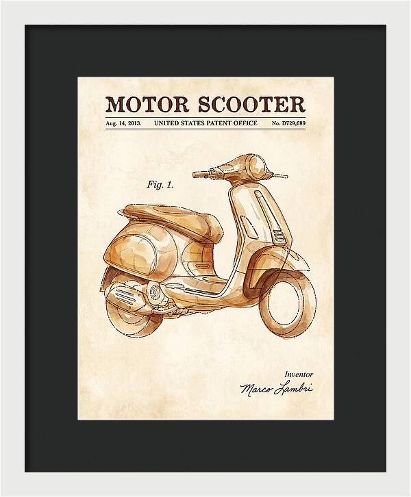 Motor Scooter Vespa Sprint Watercolor Patent Usd729699s1