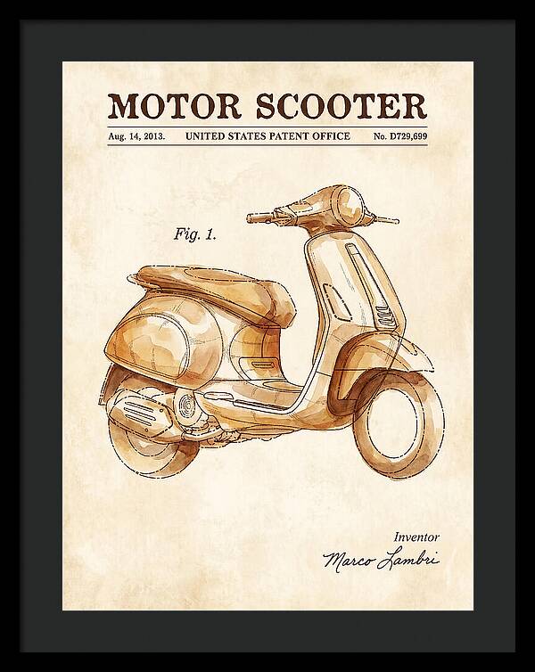 Motor Scooter Vespa Sprint Watercolor Patent Usd729699s1