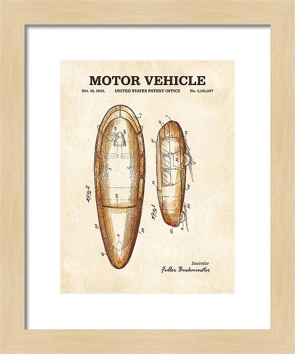 Motor Vehicle Dymaxion Watercolor Patent Us2101057a
