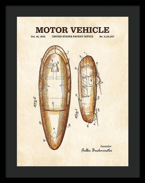 Motor Vehicle Dymaxion Watercolor Patent Us2101057a