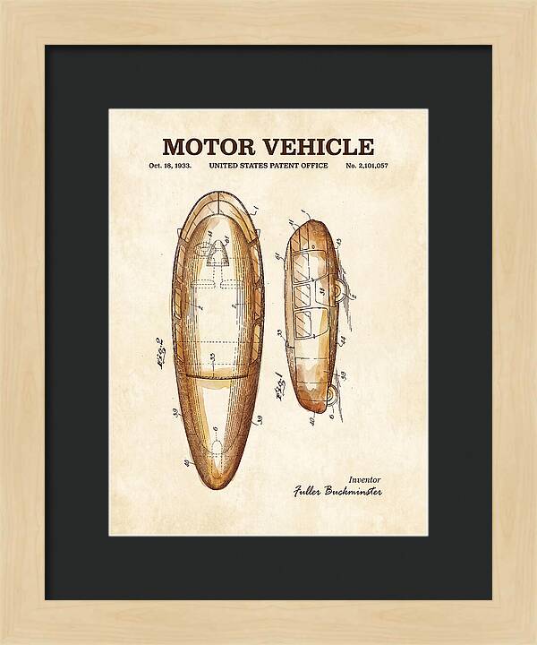 Motor Vehicle Dymaxion Watercolor Patent Us2101057a