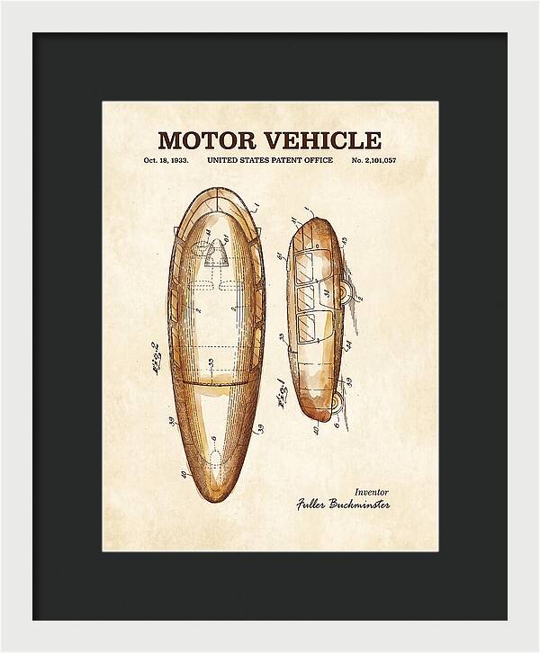 Motor Vehicle Dymaxion Watercolor Patent Us2101057a