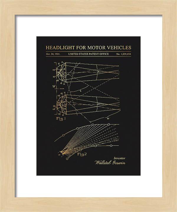 Motor Vehicle Headlight Gold Patent Us1859854a