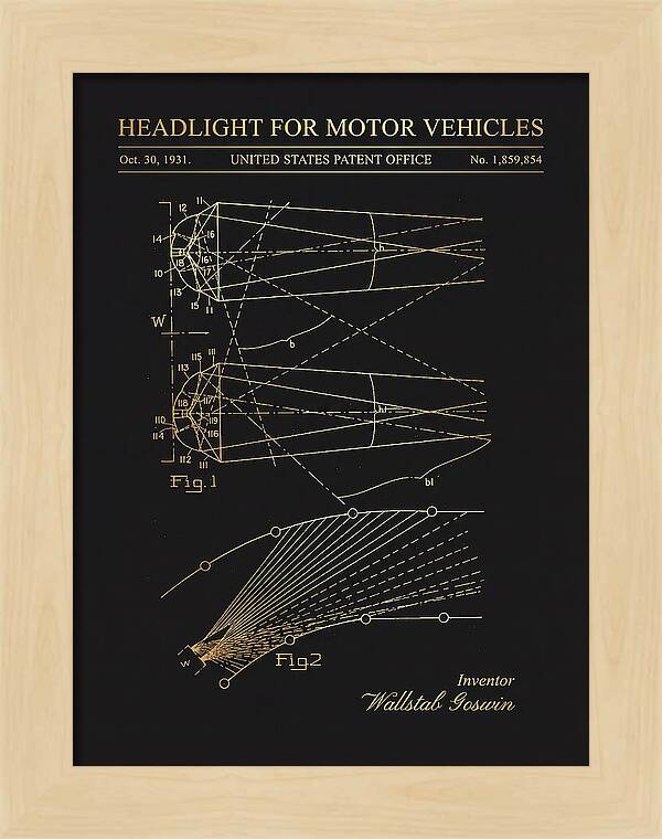Motor Vehicle Headlight Gold Patent Us1859854a