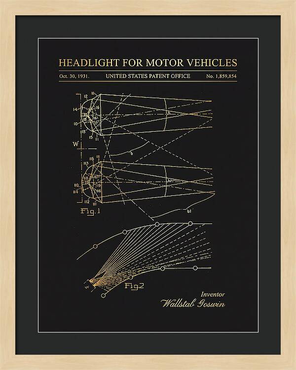 Motor Vehicle Headlight Gold Patent Us1859854a