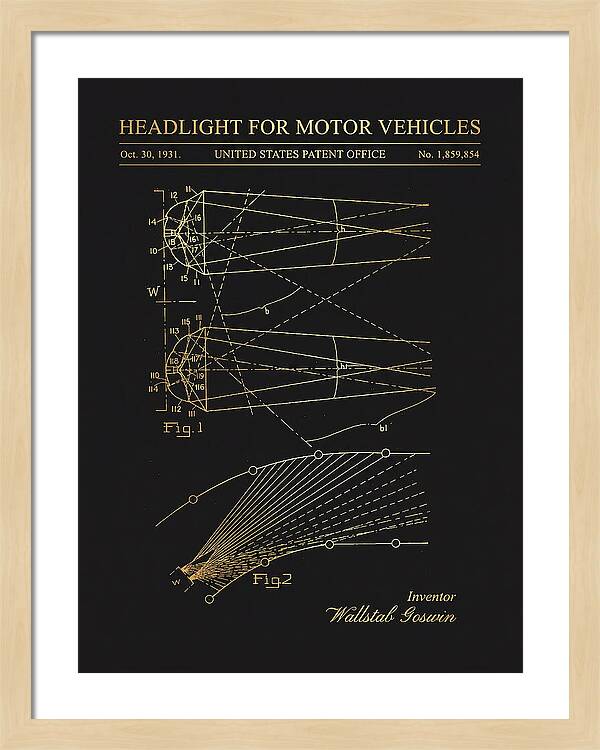 Motor Vehicle Headlight Gold Patent Us1859854a