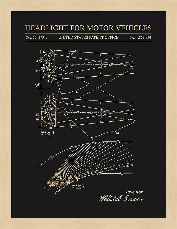 Motor Vehicle Headlight Gold Patent Us1859854a