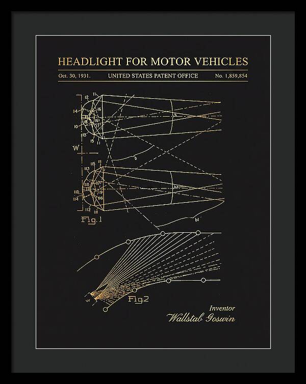 Motor Vehicle Headlight Gold Patent Us1859854a
