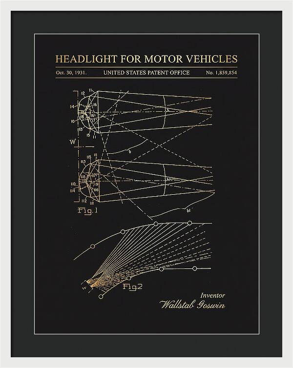 Motor Vehicle Headlight Gold Patent Us1859854a