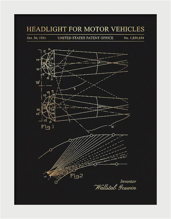 Motor Vehicle Headlight Gold Patent Us1859854a