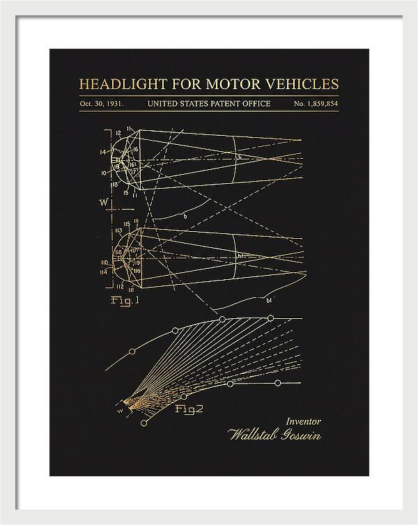 Motor Vehicle Headlight Gold Patent Us1859854a