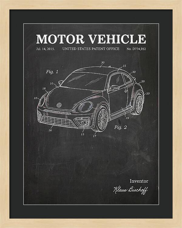 Motor Vehicle Vw Beetle Chalkboard Patent Usd774952s1