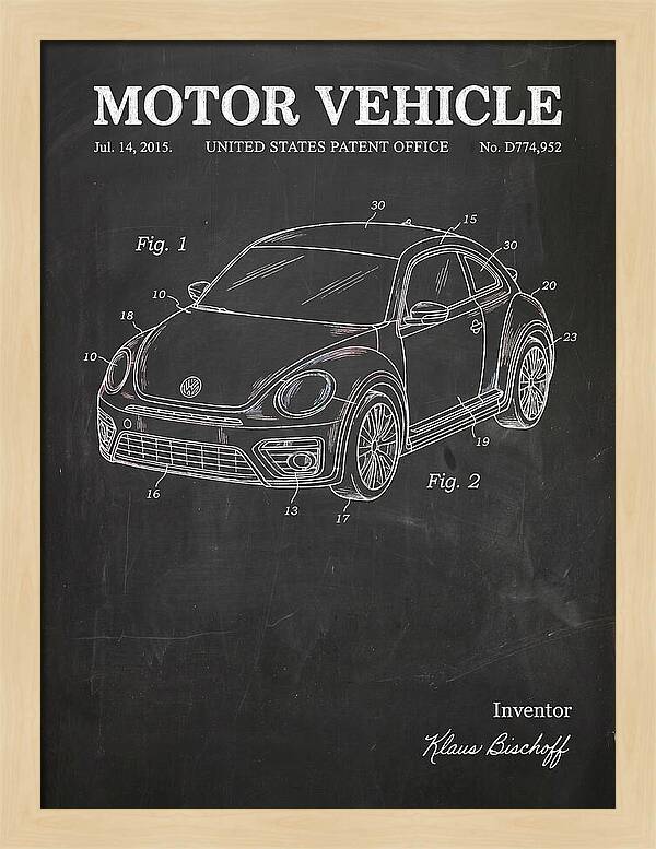 Motor Vehicle Vw Beetle Chalkboard Patent Usd774952s1