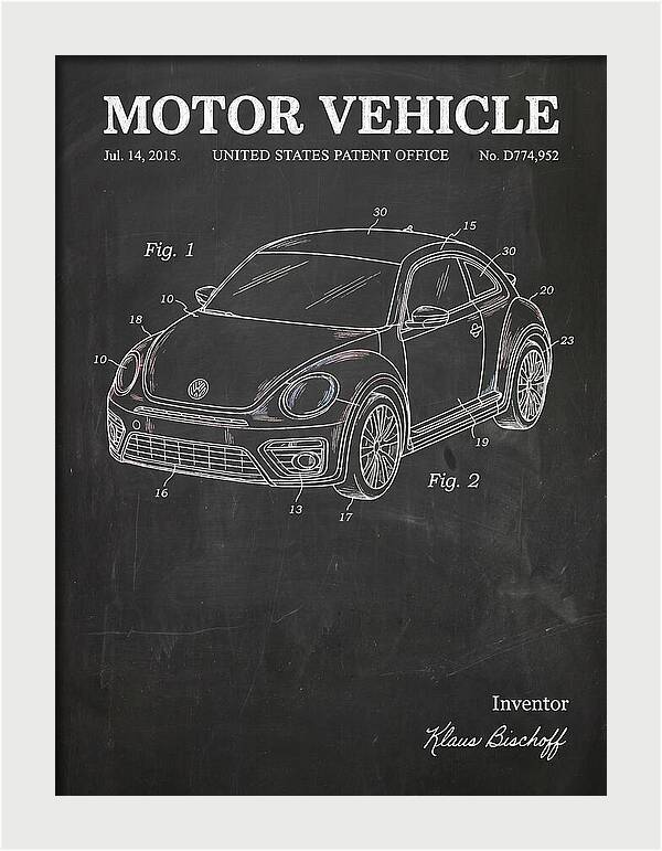 Motor Vehicle Vw Beetle Chalkboard Patent Usd774952s1