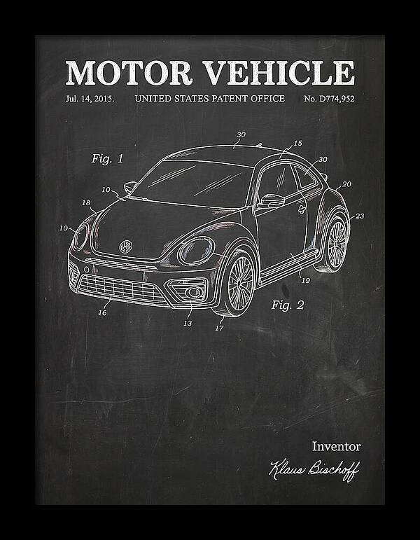 Motor Vehicle Vw Beetle Chalkboard Patent Usd774952s1