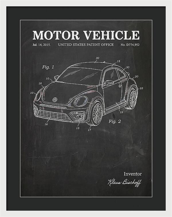 Motor Vehicle Vw Beetle Chalkboard Patent Usd774952s1