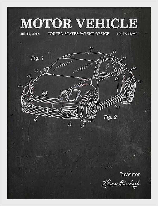 Motor Vehicle Vw Beetle Chalkboard Patent Usd774952s1