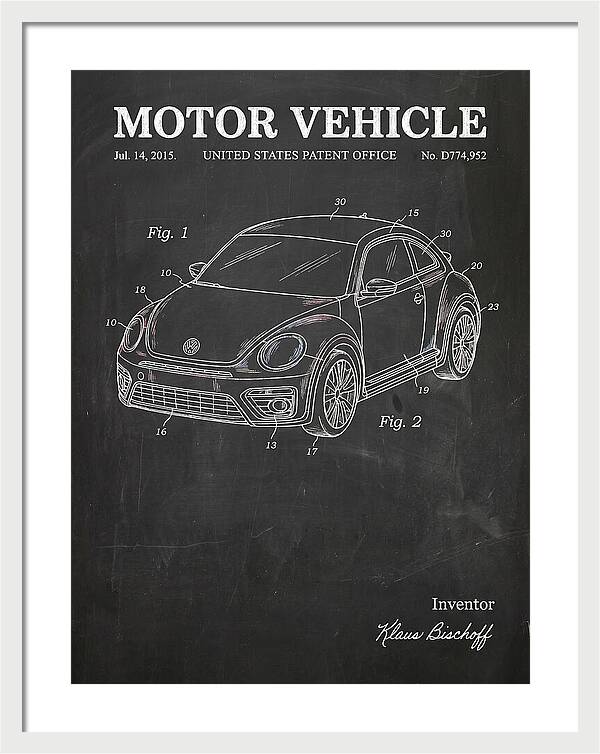 Motor Vehicle Vw Beetle Chalkboard Patent Usd774952s1