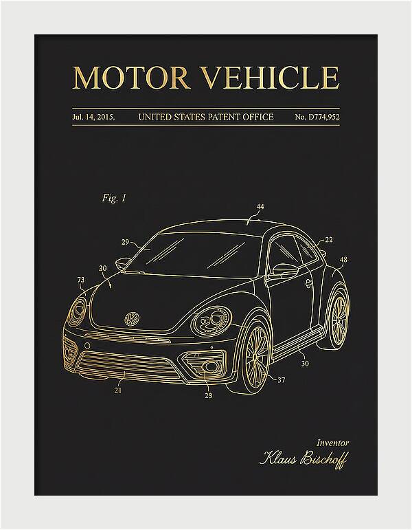 Motor Vehicle Vw Beetle Gold Patent Usd774952s1