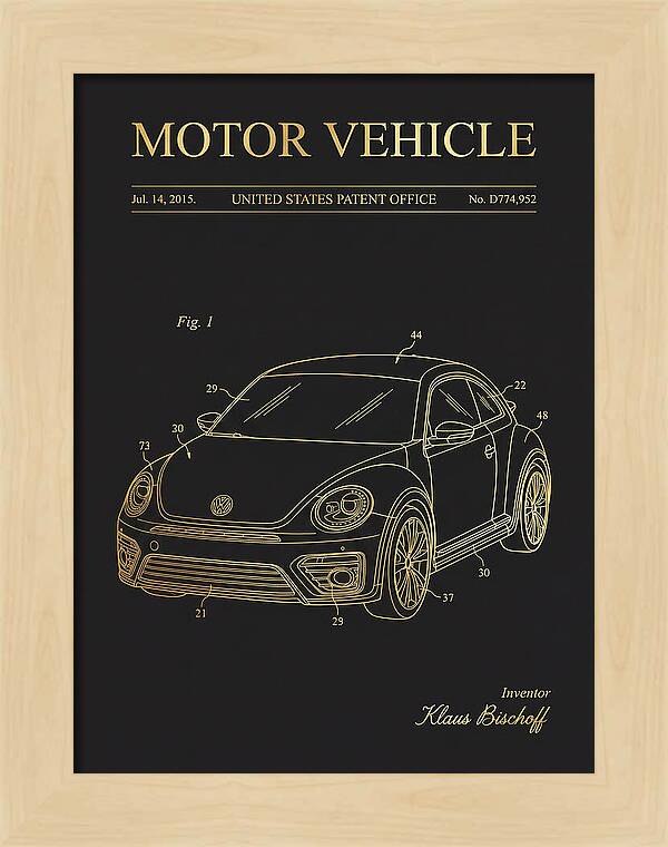 Motor Vehicle Vw Beetle Gold Patent Usd774952s1