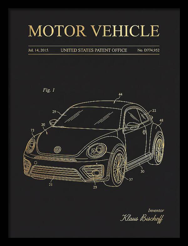 Motor Vehicle Vw Beetle Gold Patent Usd774952s1
