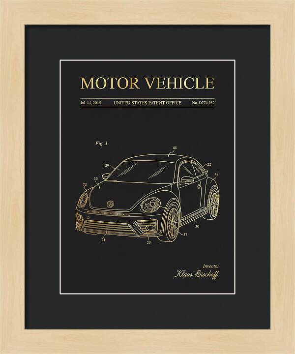 Motor Vehicle Vw Beetle Gold Patent Usd774952s1
