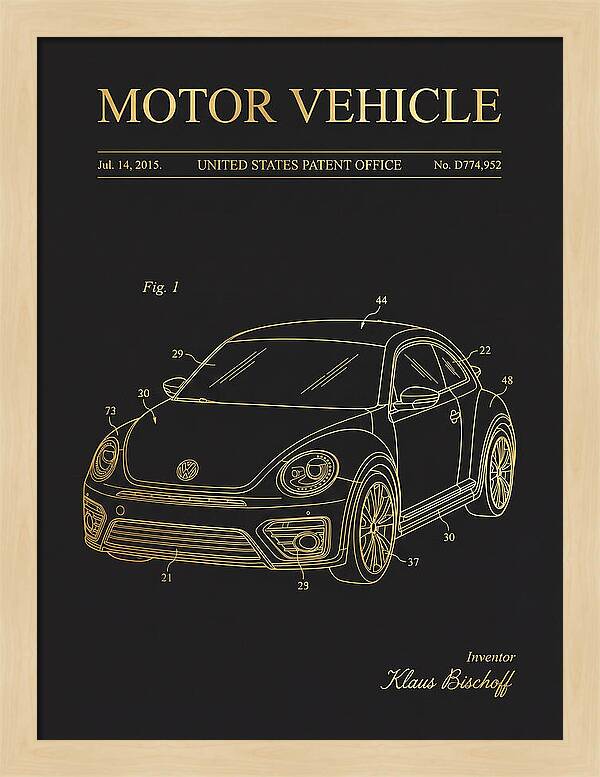 Motor Vehicle Vw Beetle Gold Patent Usd774952s1