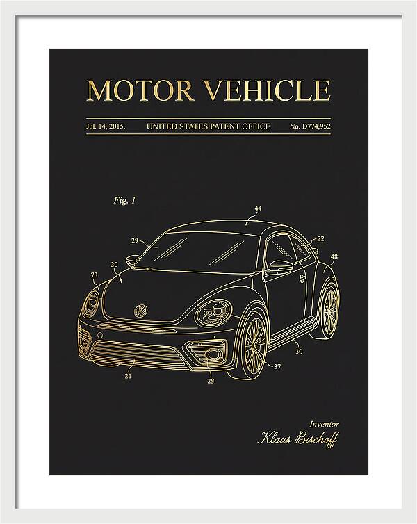 Motor Vehicle Vw Beetle Gold Patent Usd774952s1