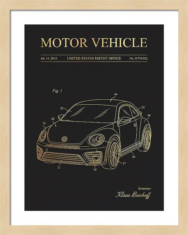 Motor Vehicle Vw Beetle Gold Patent Usd774952s1