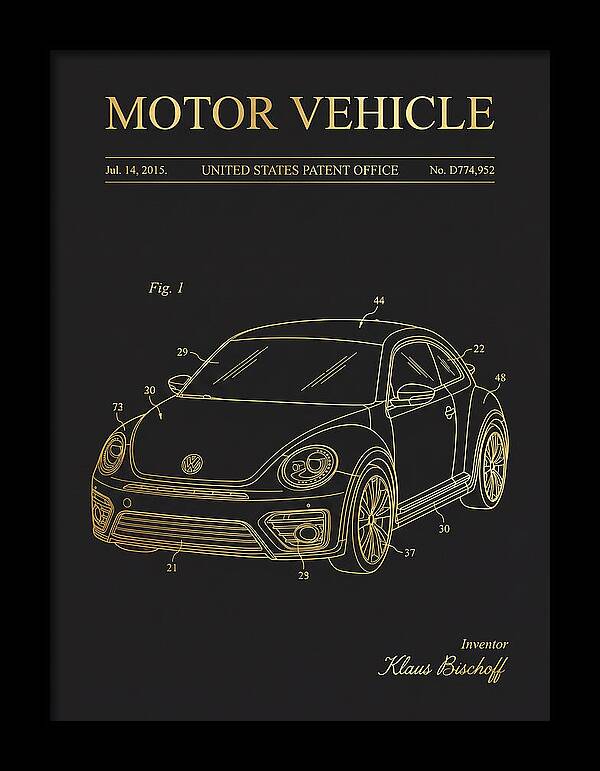 Motor Vehicle Vw Beetle Gold Patent Usd774952s1