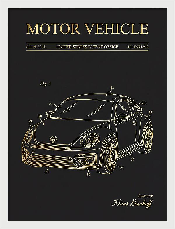 Motor Vehicle Vw Beetle Gold Patent Usd774952s1