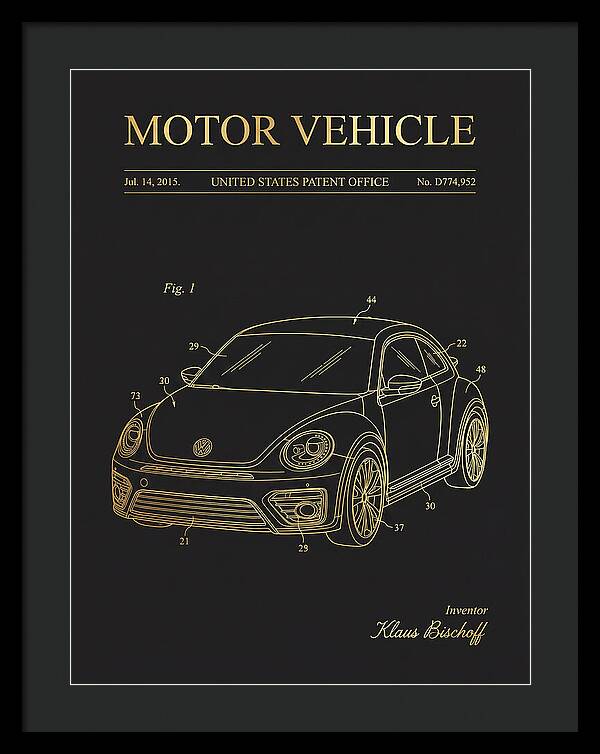 Motor Vehicle Vw Beetle Gold Patent Usd774952s1