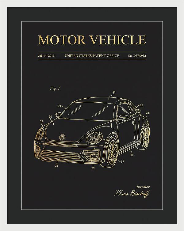 Motor Vehicle Vw Beetle Gold Patent Usd774952s1