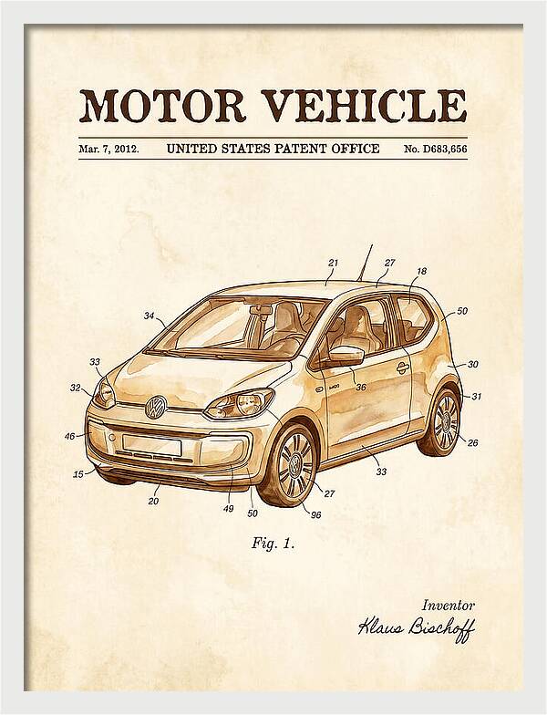 Motor Vehicle Vw Up! Watercolor Patent Usd683656s1