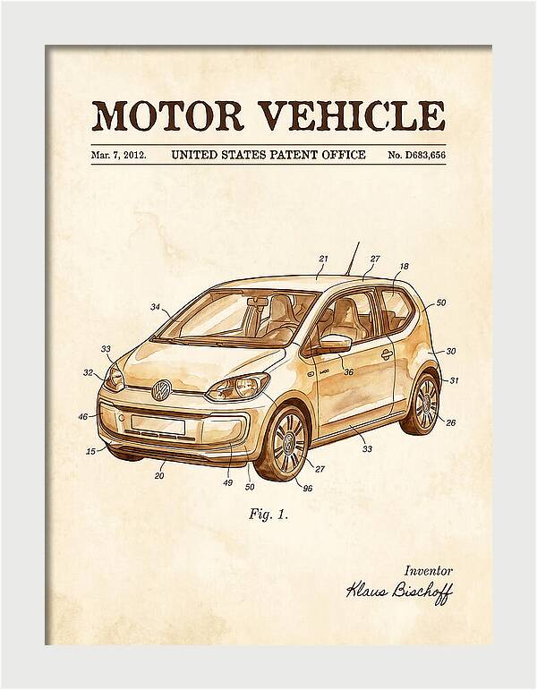 Motor Vehicle Vw Up! Watercolor Patent Usd683656s1
