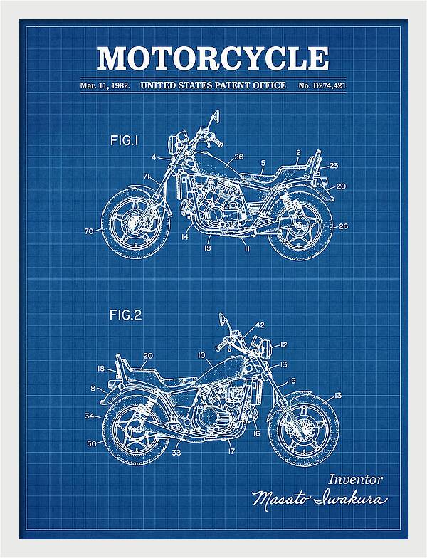 Motorcycle Blueprint Patent Usd274421s